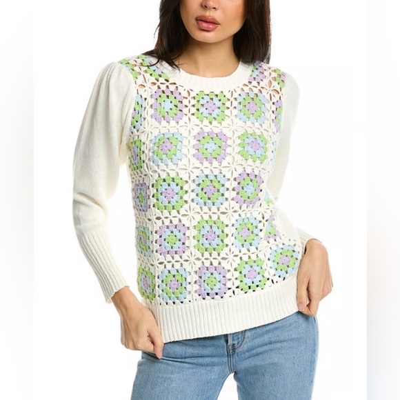 Design History Tops - Design History Crochet Pullover, LARGE NWT